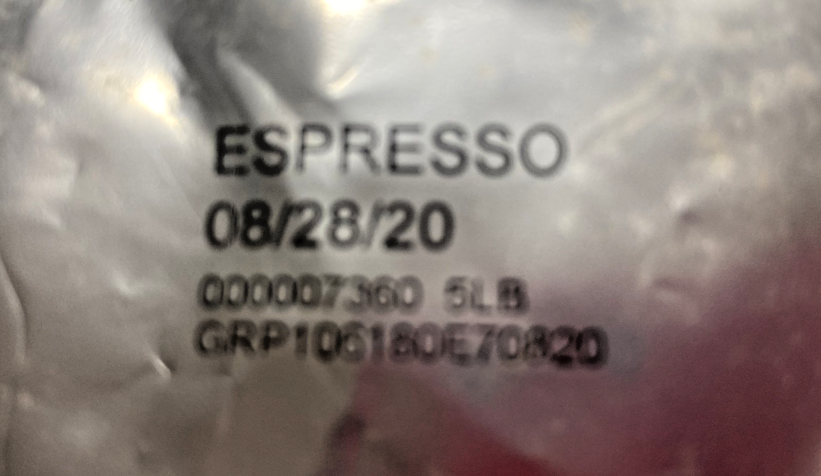 5 Lb Bag of Starbucks Espresso Coffee Whole Bean  Limited  BB 08/2020
