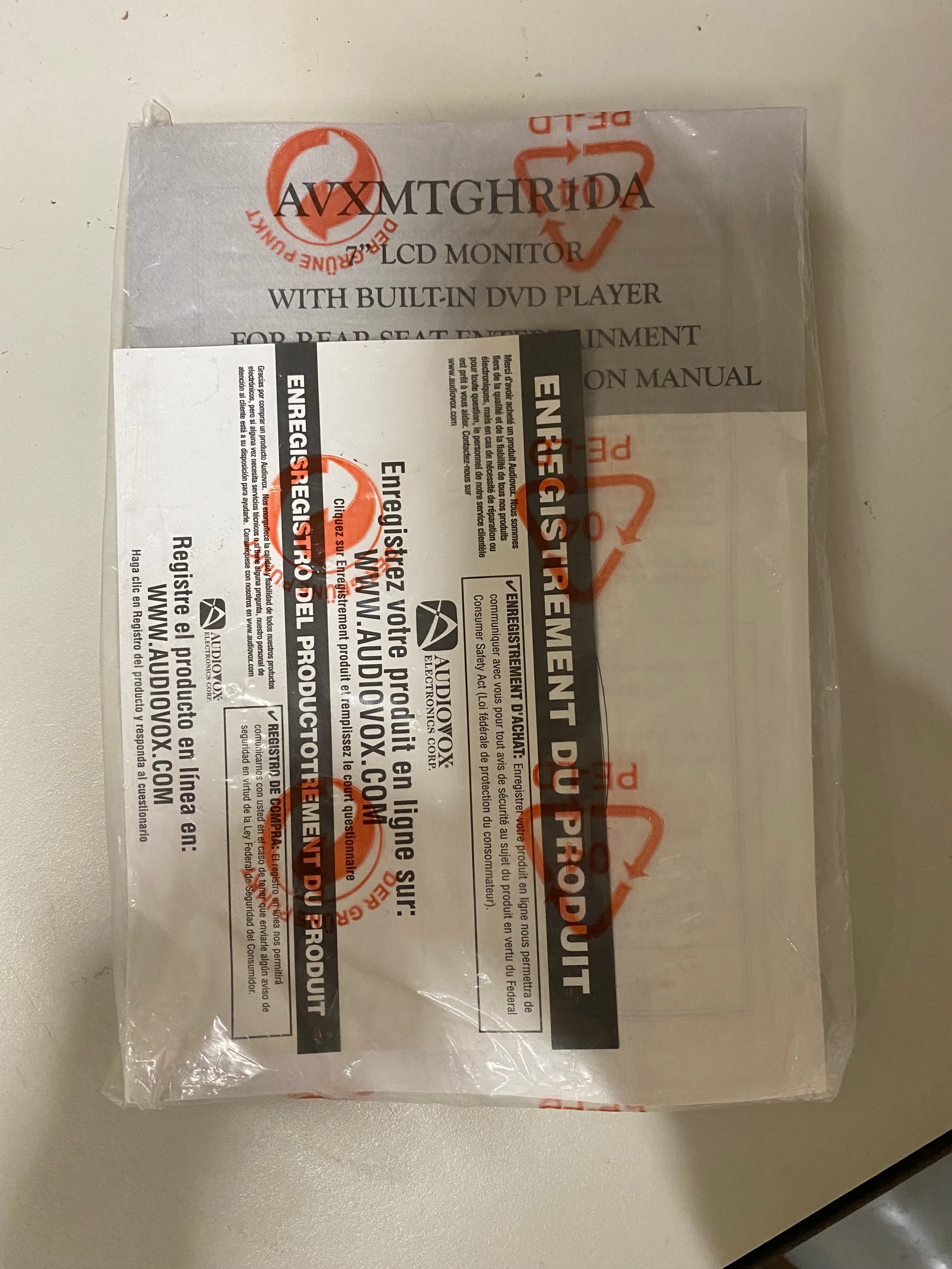 2 Pack Audiovox Avxmtghr1da 7 Widescreen Headrest Monitor Dvd