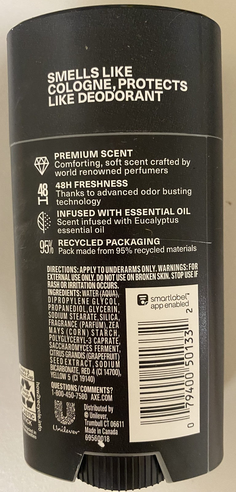 6 Axe Deodrant Pure Coconut Eucalyptus + Oak / 48 hrs / Aluminum Free / 2.6 oz
