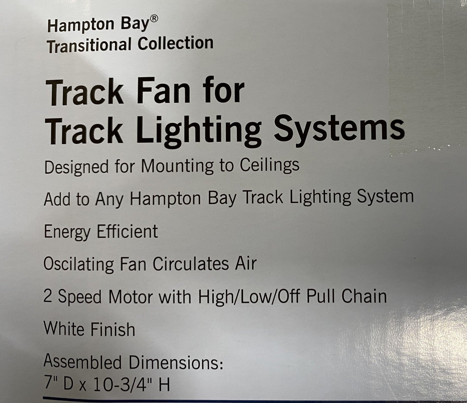 Hampton Bay Oscilating Fan for Track Lighting Light Systems / White