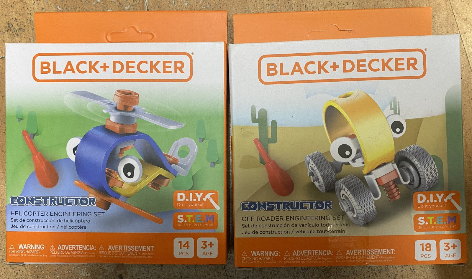 2-BLACK+DECKER CONSTRUCTOR D.I.Y STEM HELICOPTER & OFF ROADER ENGINEERING SET.