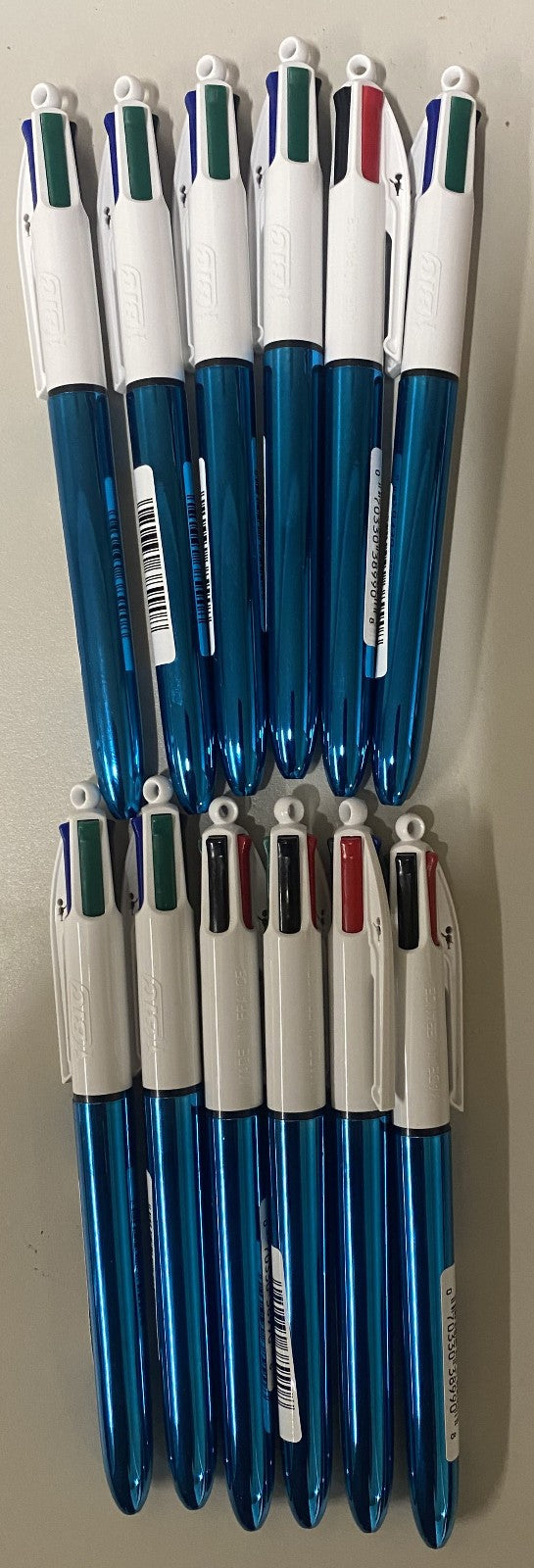 12 PK Bic 4 Color Shine Retractable Ball Pens 1.0mm Med Point Blk Blue Red Green