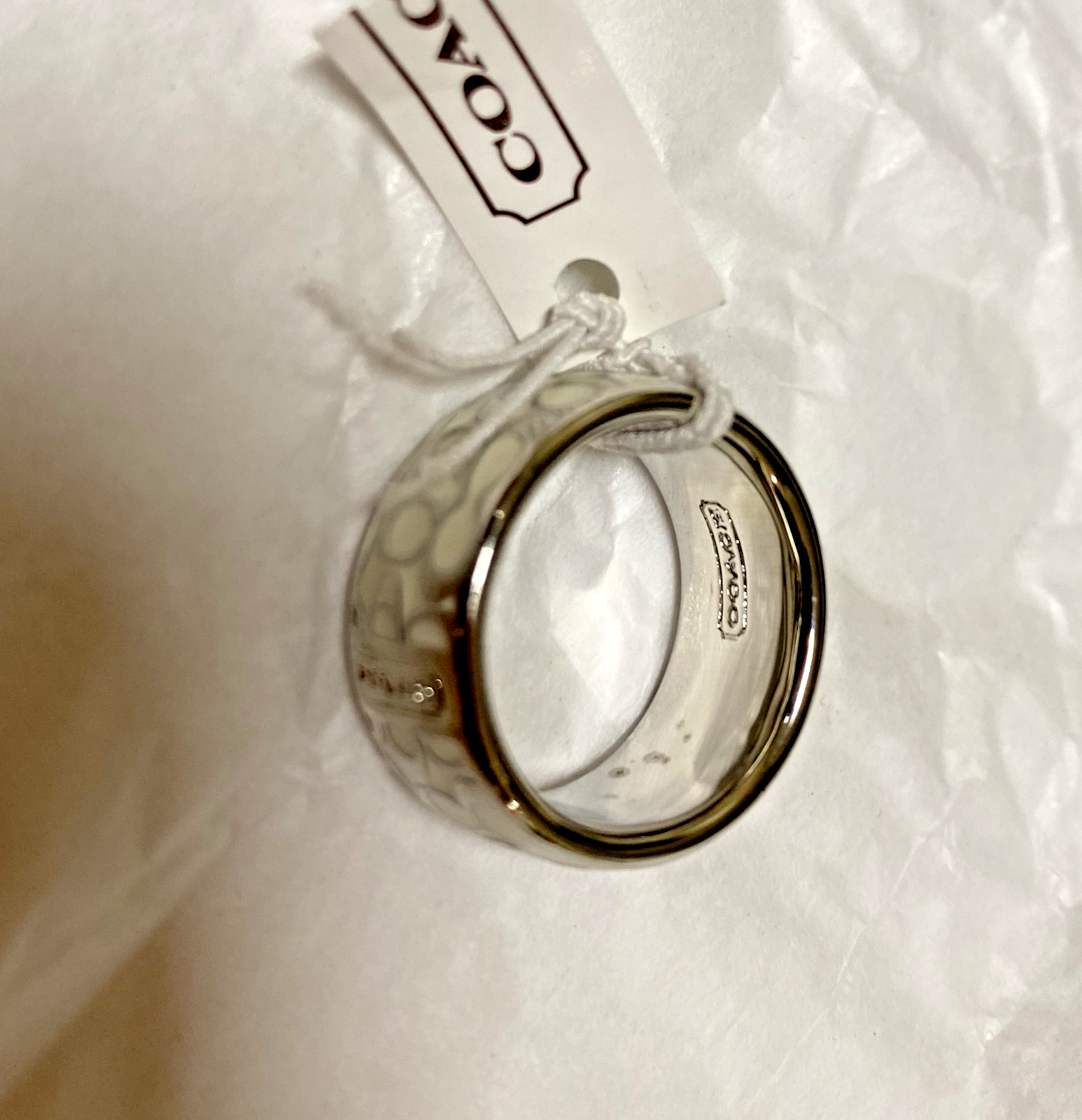 NWT Coach Miranda Enamel Ring - White Sliver / Size 6 / 94346