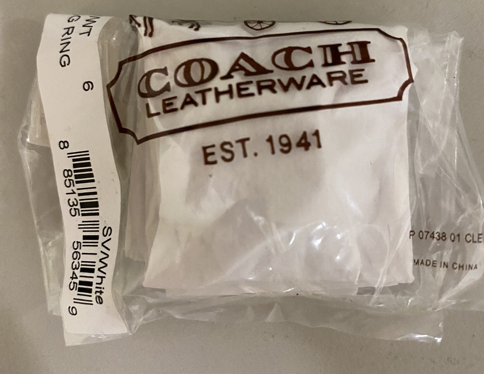NWT Coach Miranda Enamel Ring - White Sliver / Size 6 / 94346