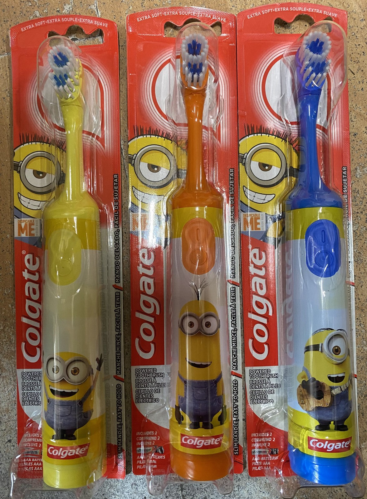 3 Pack Colgate Dispicable Me Battery Powered Toothbrushes ( Minions )