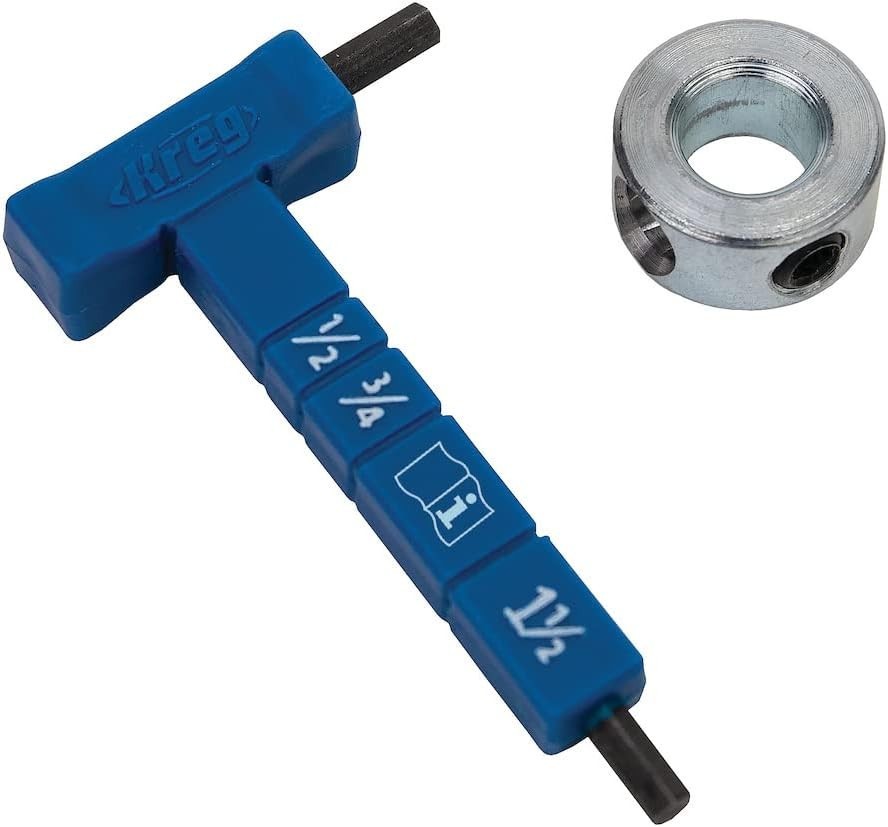 2 Pack - Kreg KPHA330 Easy-Set Stop Collar & Material Thickness Gauge/Hex Wrench