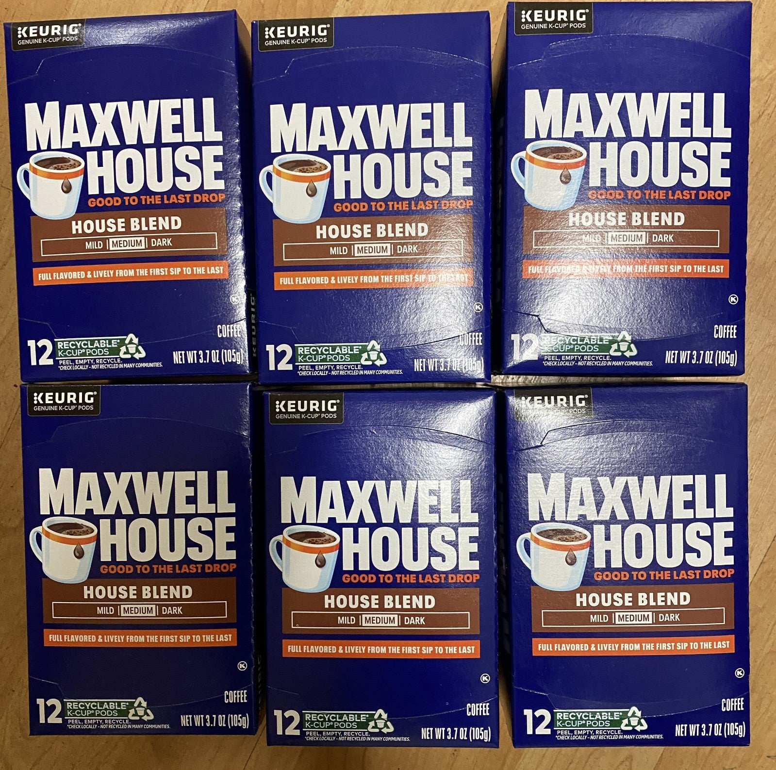Maxwell House House Blend Medium Roast K-Cup Coffee Pods, 6 X 12 ct Box