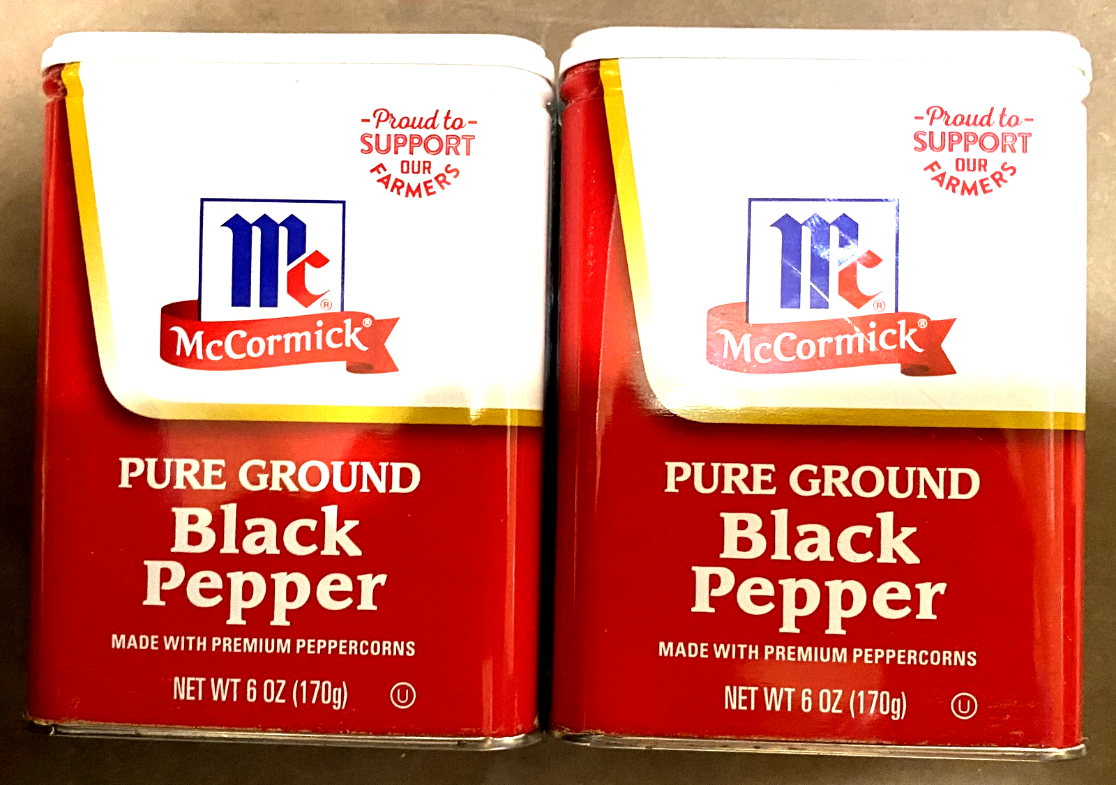 2 PK McCormick Pure Ground Black Pepper 6 oz Tin - Premium Peppercorns BBD: 9-28