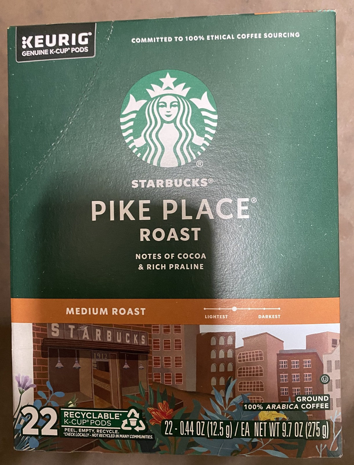 4 Pack Starbucks Pike Place Roast Coffee K-Cup Pods, Medium Roast, 88 Count