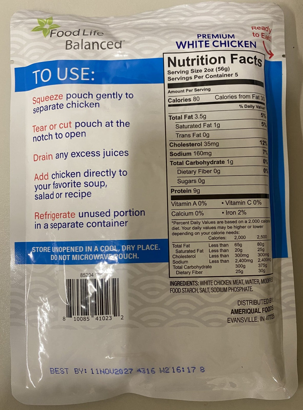 Lot of 10 Food Life Balanced Premium White Chicken Ready Eat 10oz. Best By 11/27